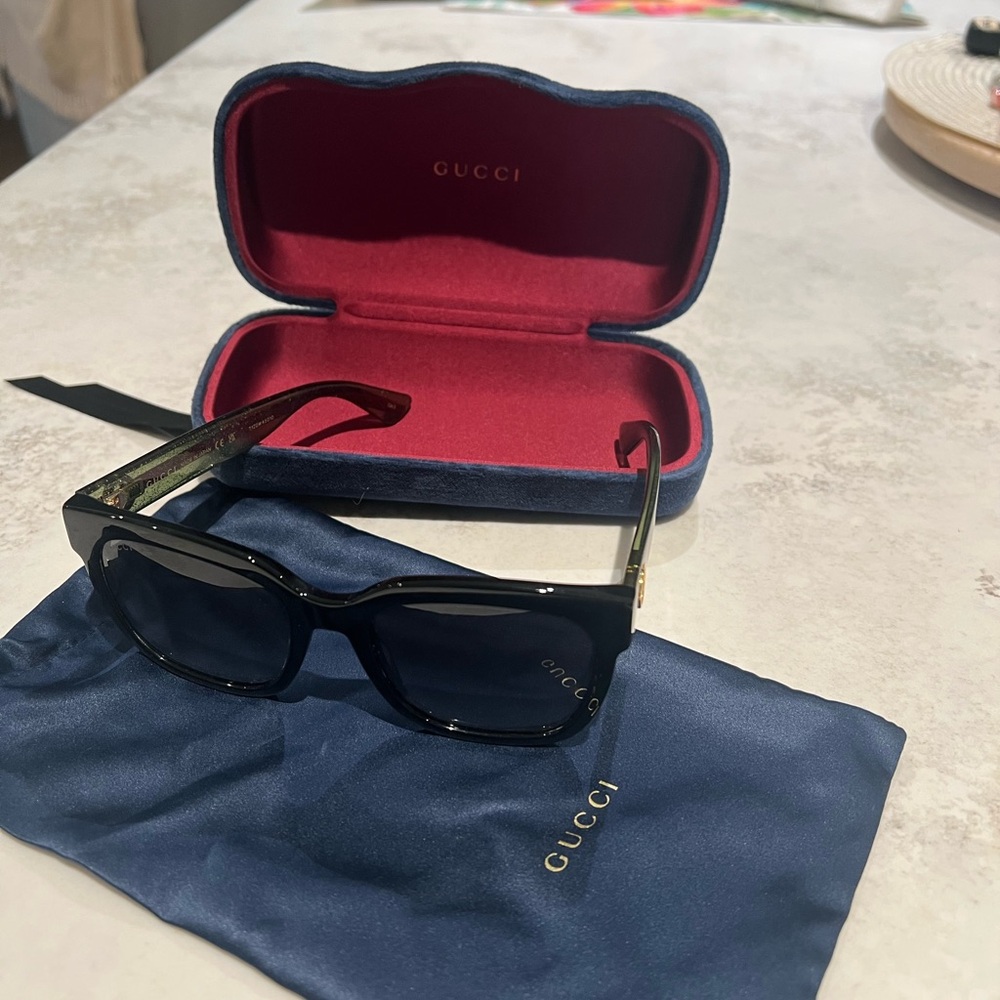 Gucci Black Sunglasses with Gold Accents